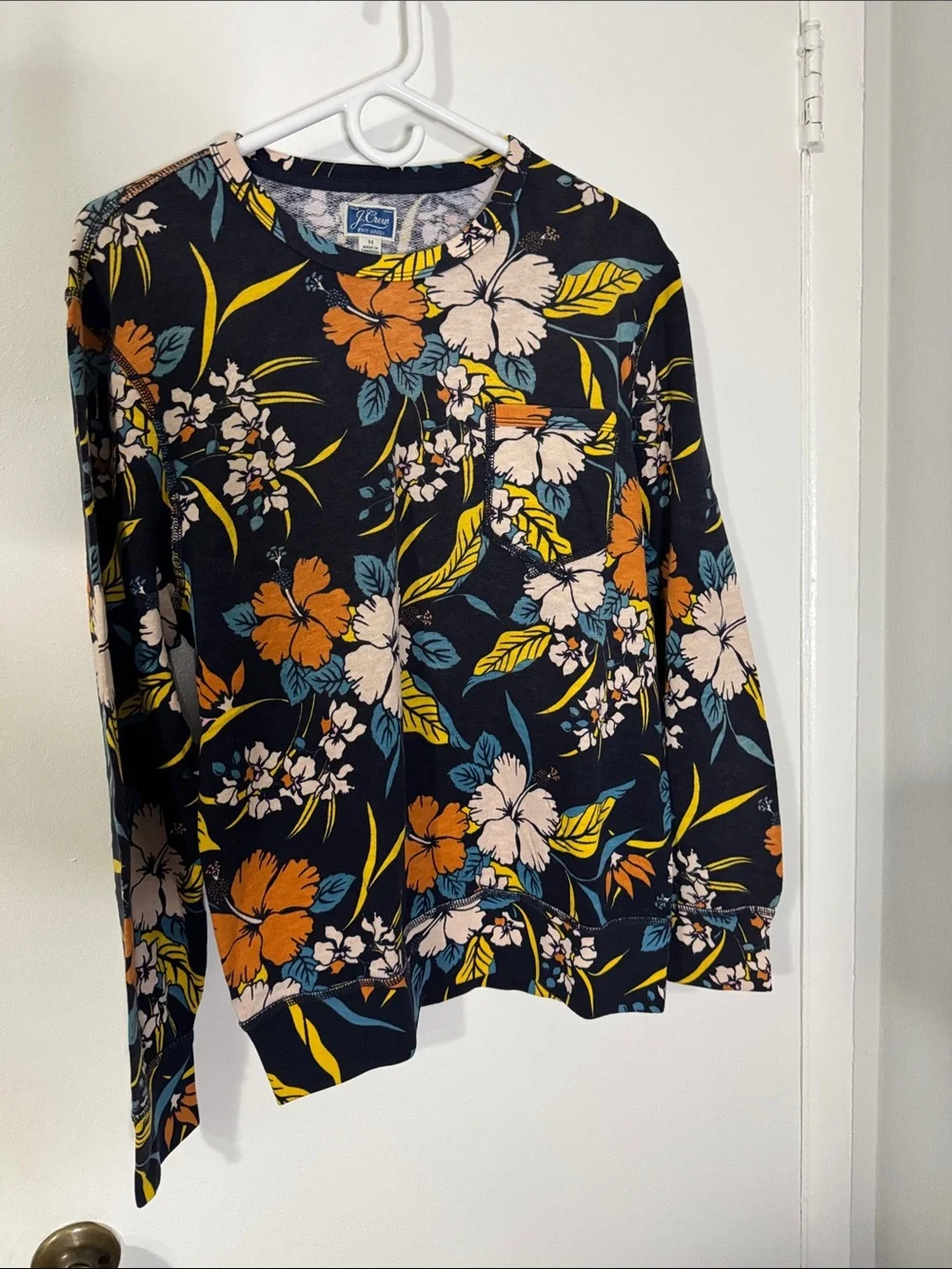 J. Crew Men’s Medium Navy Floral Crewneck Sweatshirt NWT
